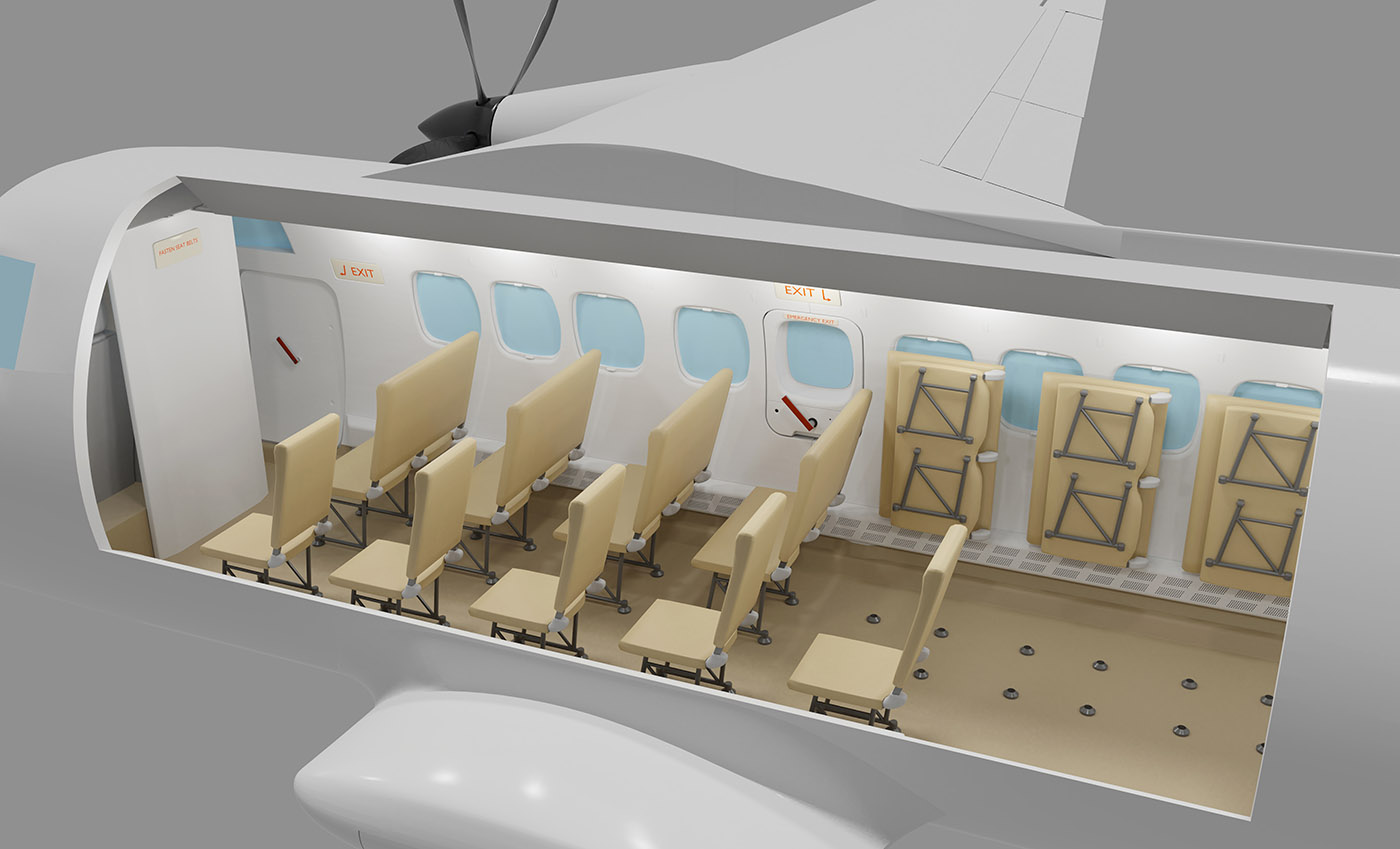 Компоновка салона L-410 Пассажирский вариант с откидными сиденьями