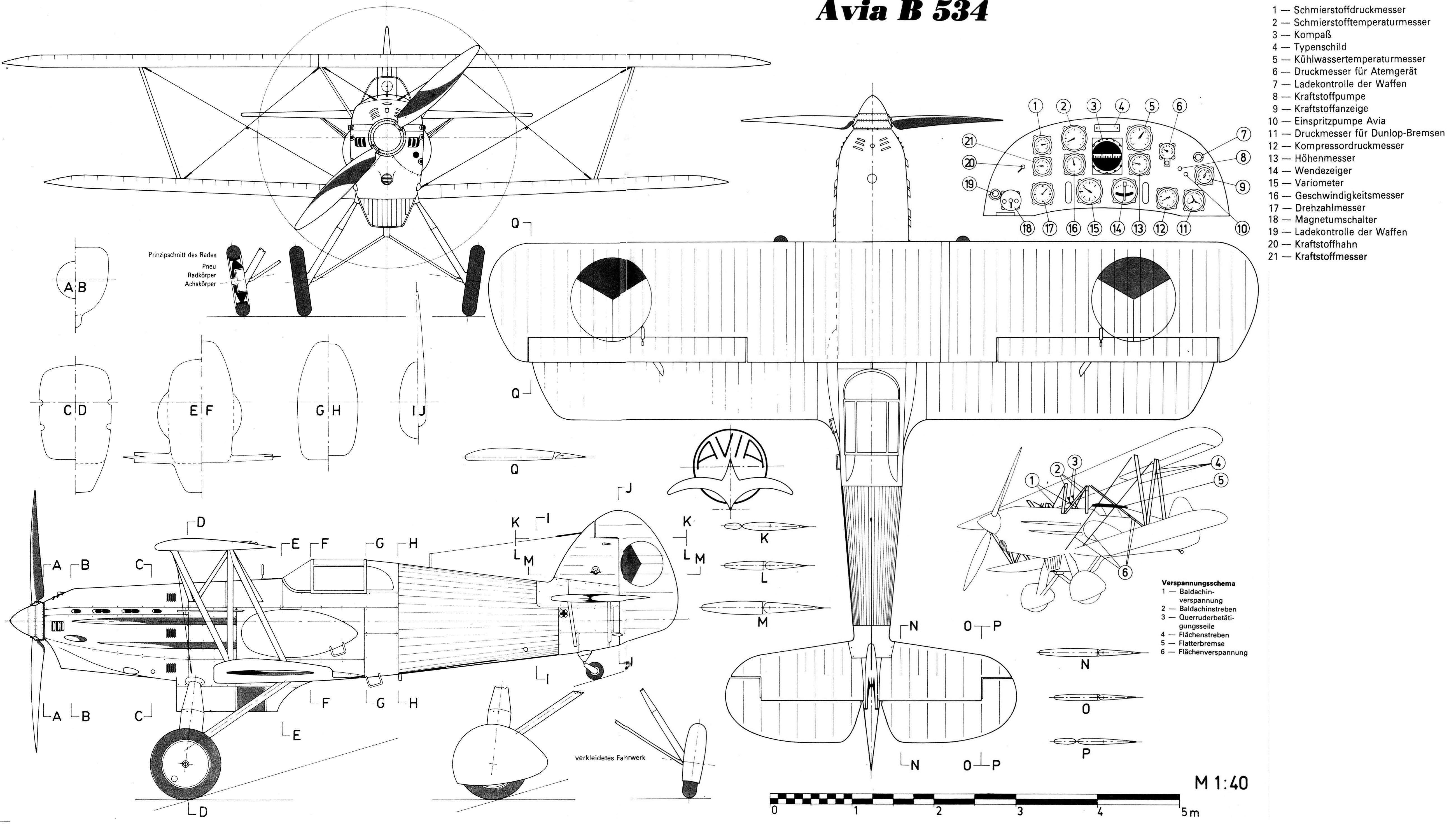 Чертеж Avia B.534 (4 версия)