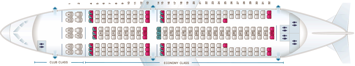 Расположения мест Airbus A310