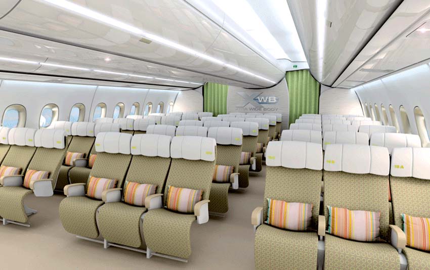 Пассажирский салон Airbus A350-941, эконом класс