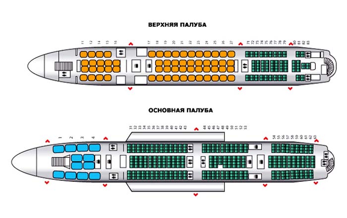 Схема размещения пассажиров Airbus A380