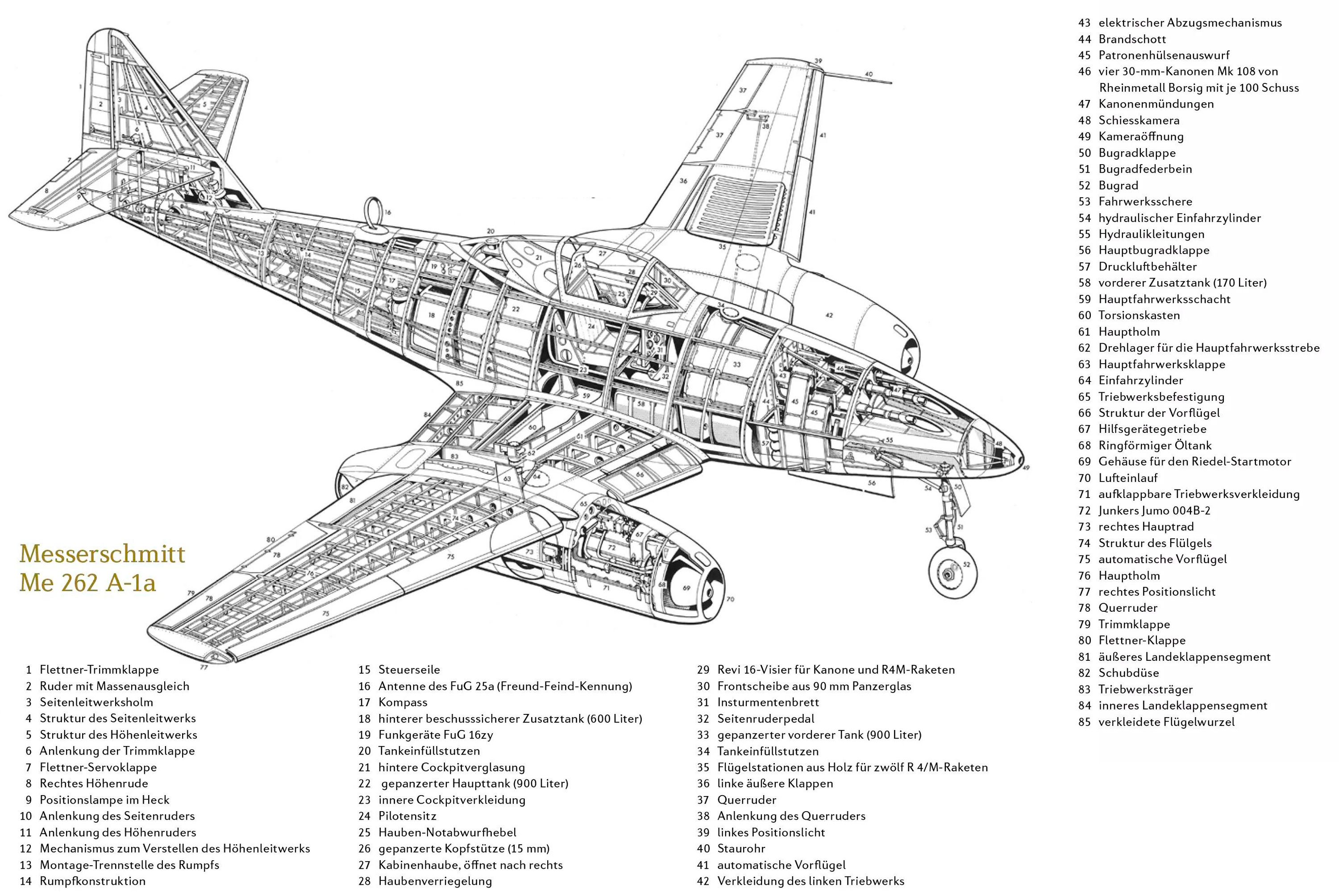Компоновочная схема Messerschmitt Me.262A-1A