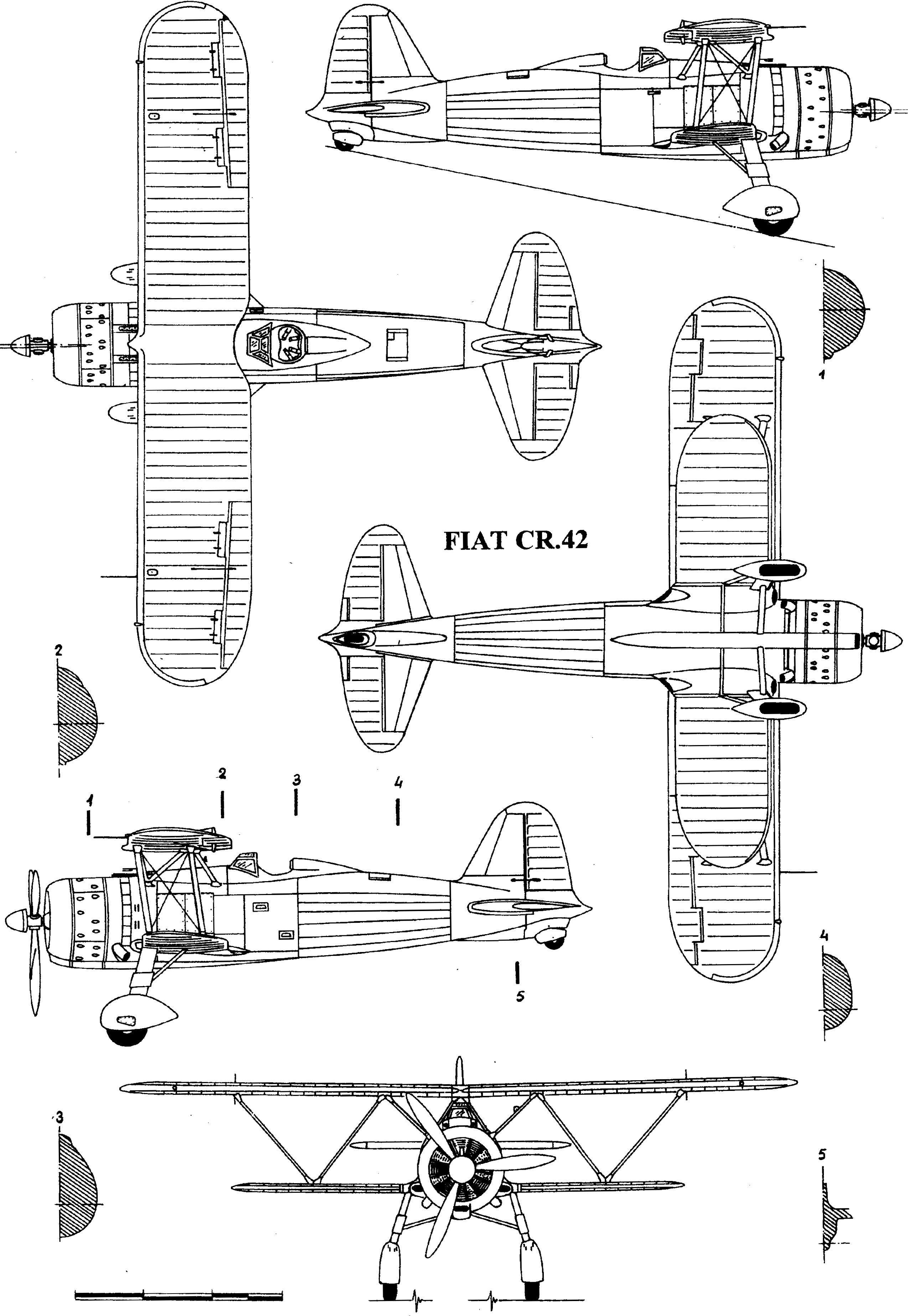 Чертеж Fiat CR.42 Falco