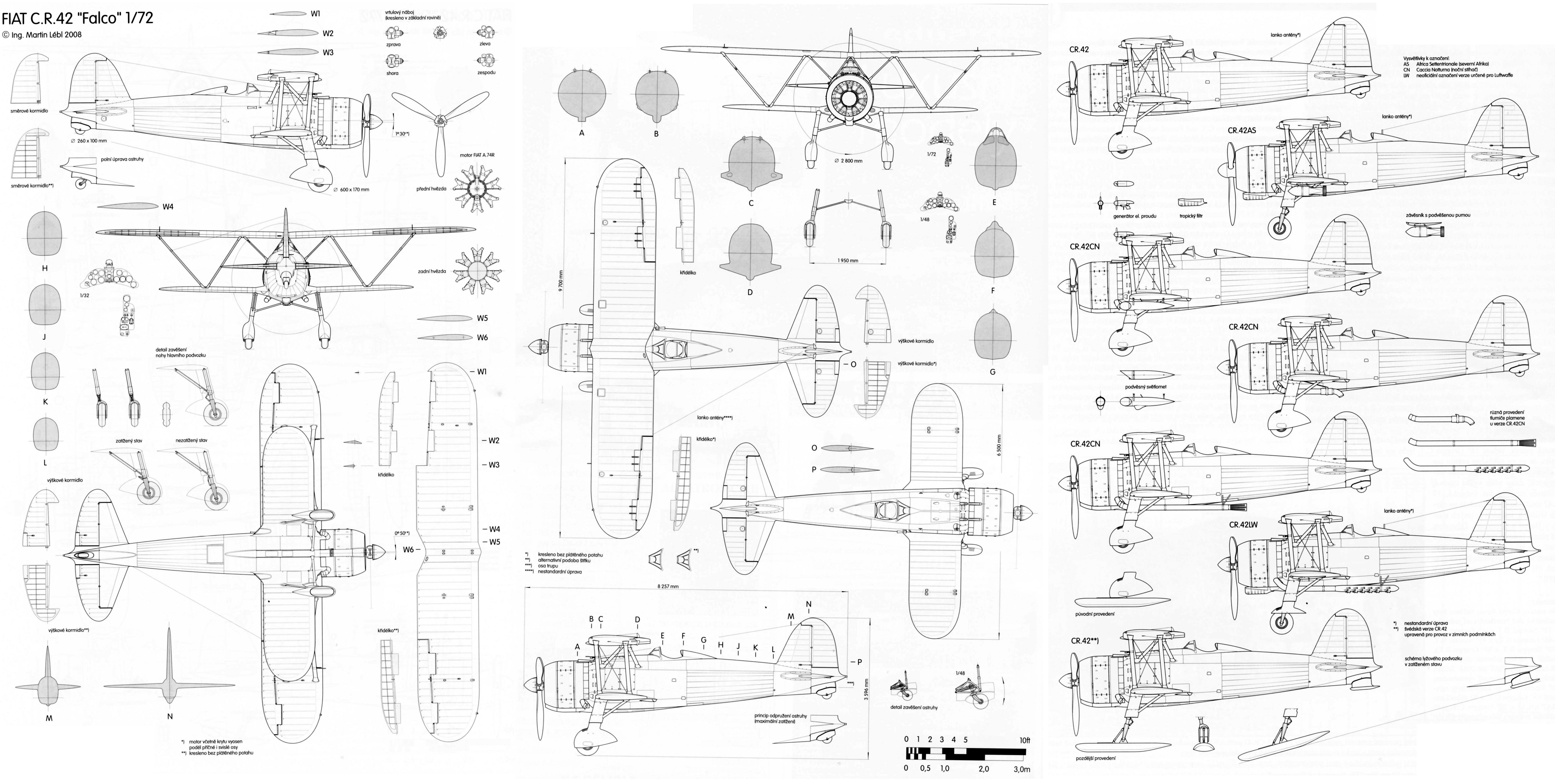 Чертеж Fiat CR.42 Falco