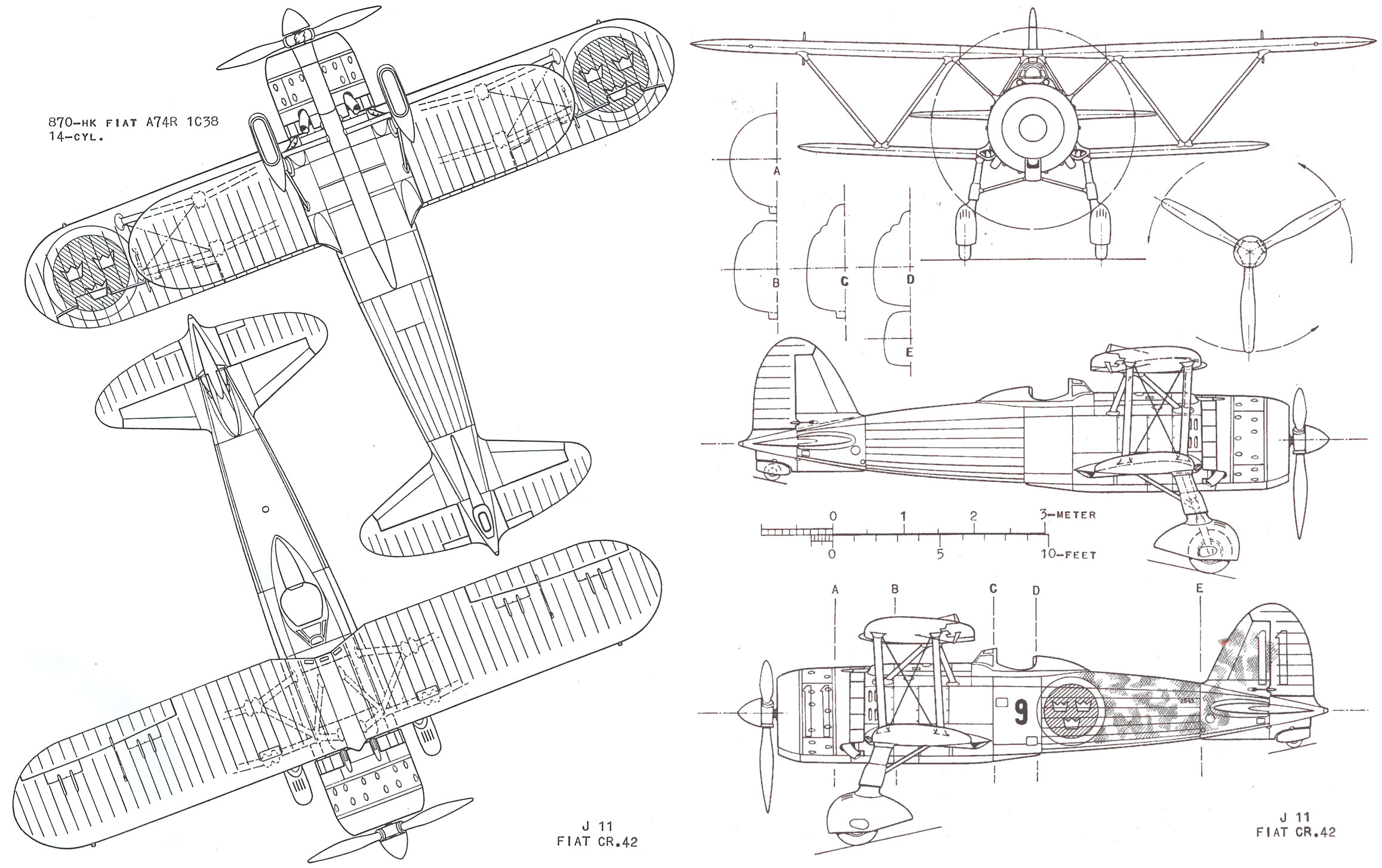 Чертеж Fiat CR.42 Falco New