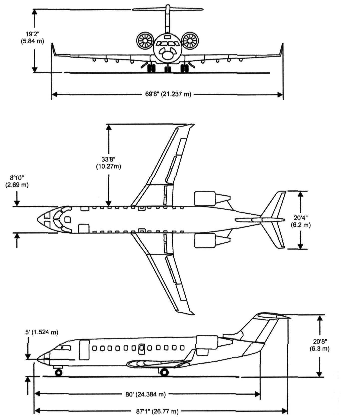 Чертеж Bombardier CRJ-200