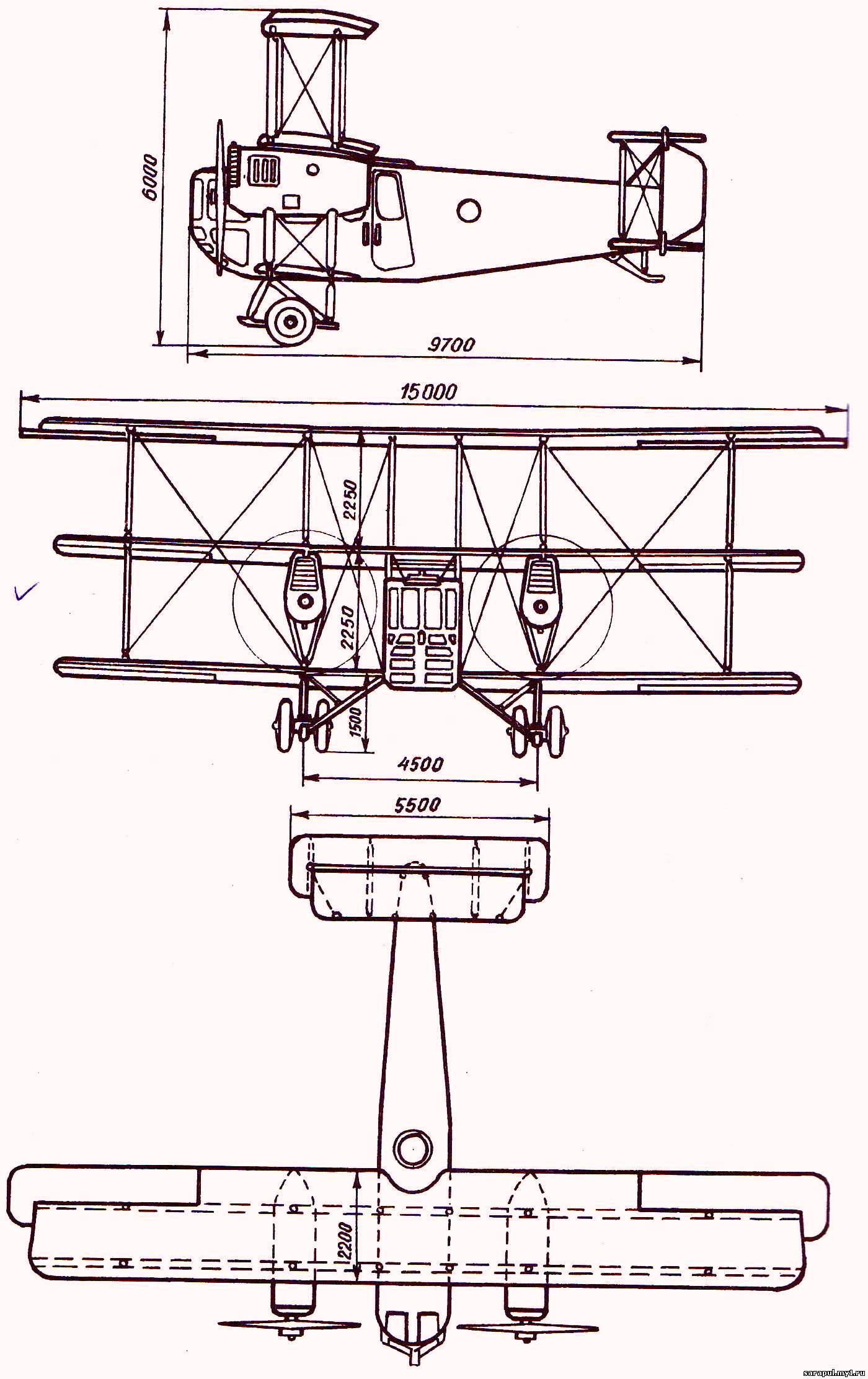 Чертеж триплана КОМТА