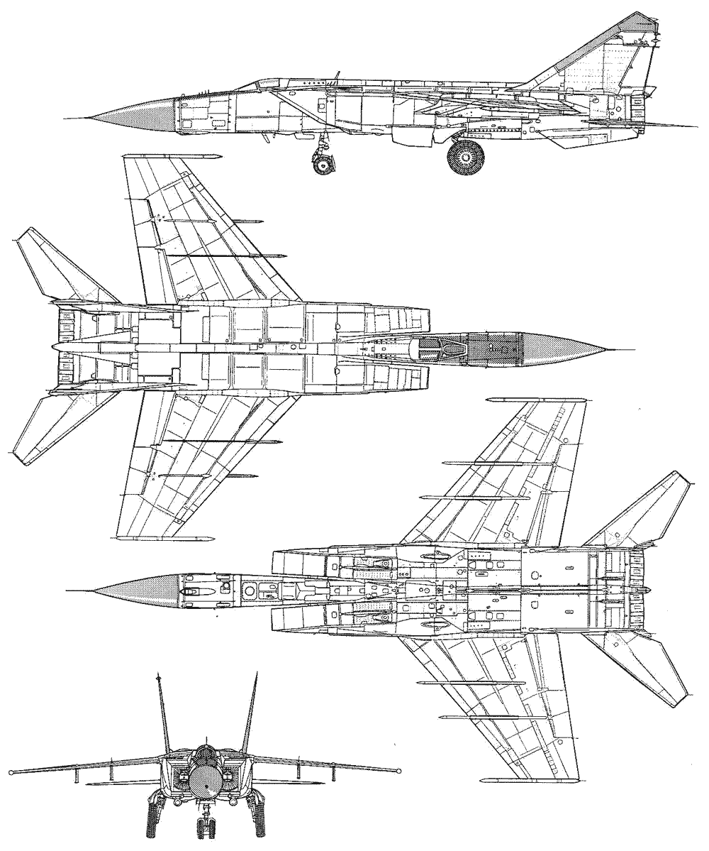 Чертеж самолета МиГ-25