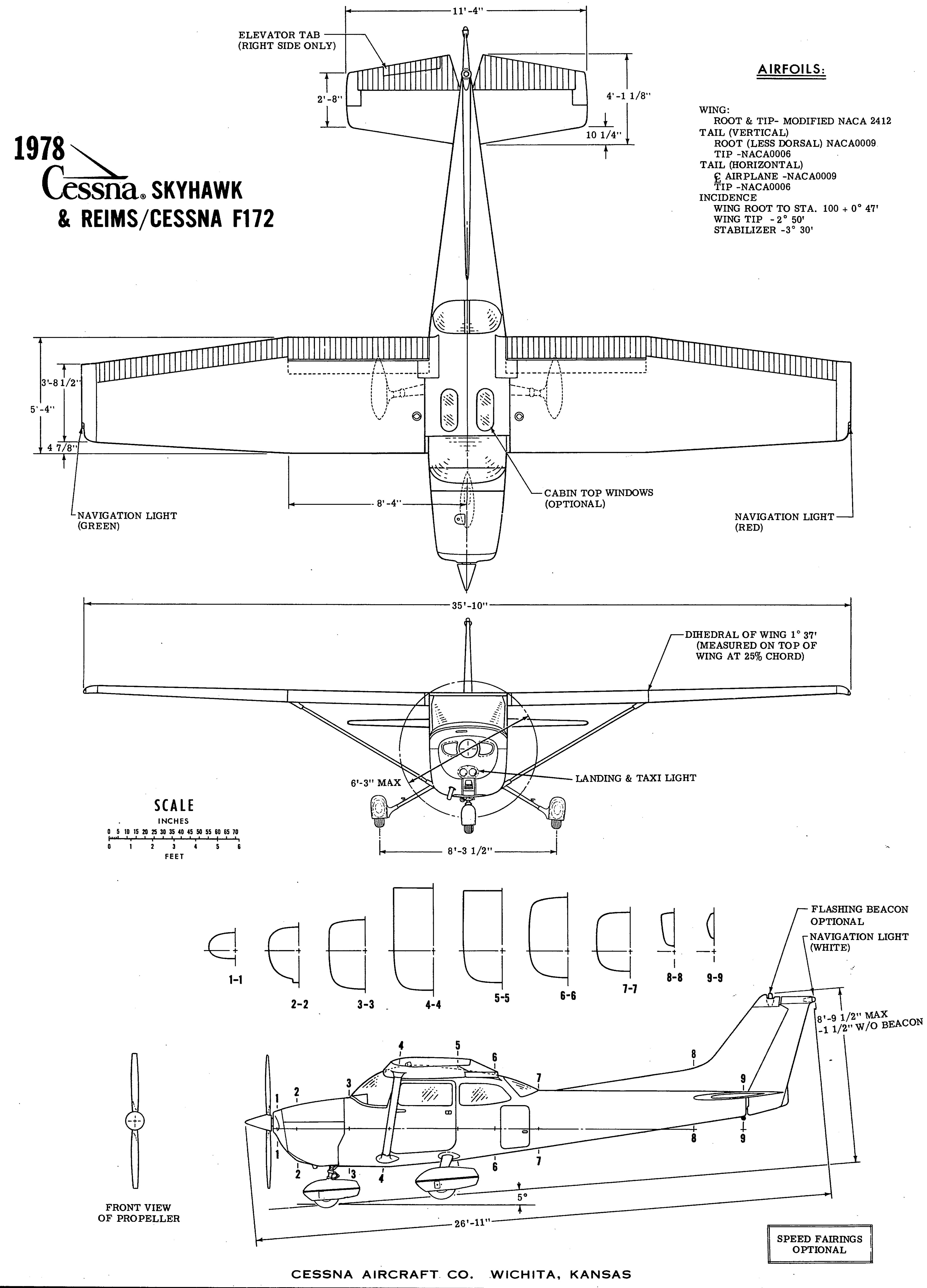 Чертеж Cessna 172F Skyhawk