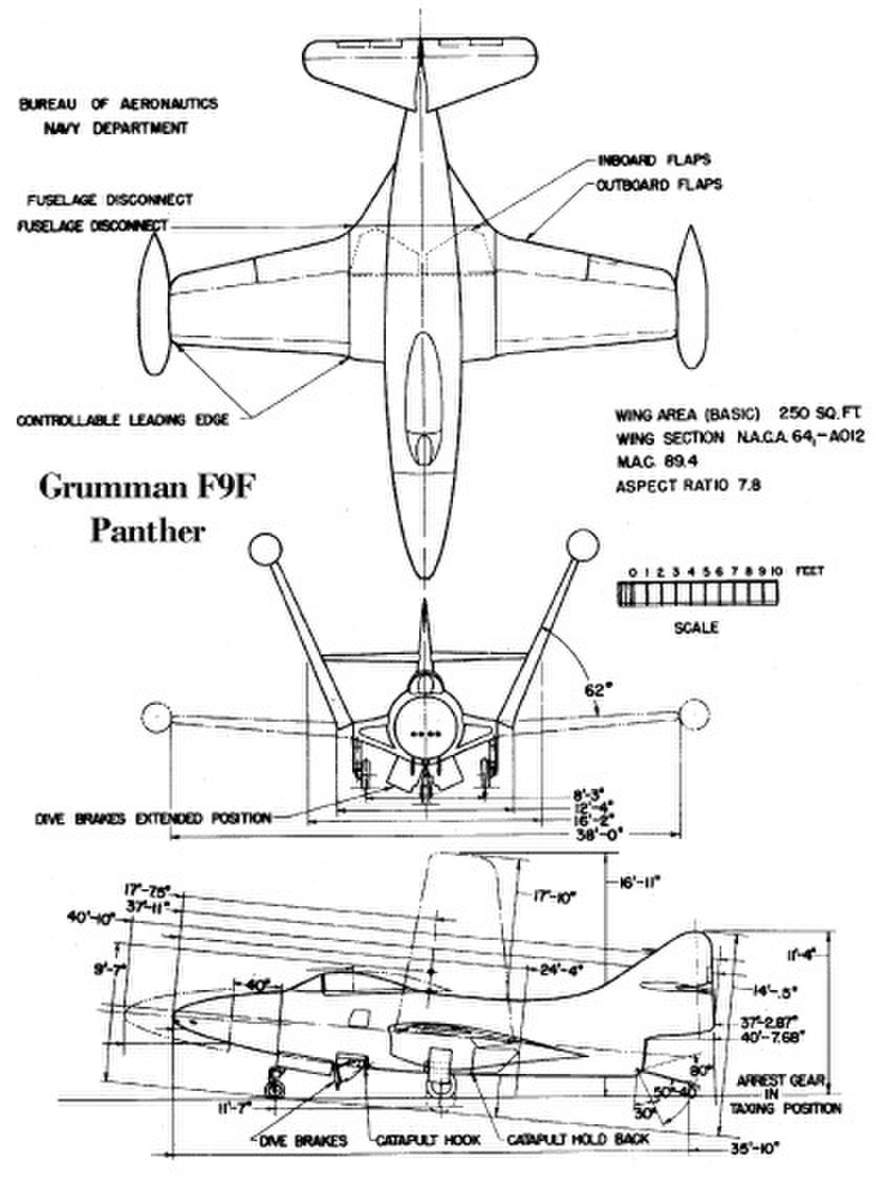 Чертеж F9F Panther.