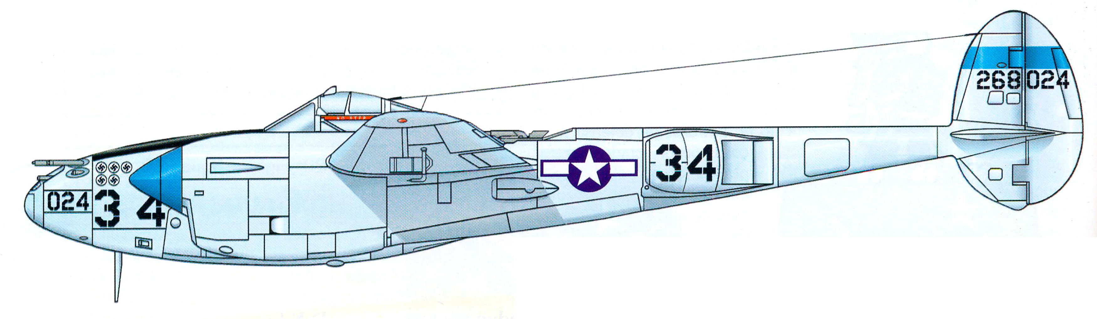 Силуэт Lockheed P-38J-10