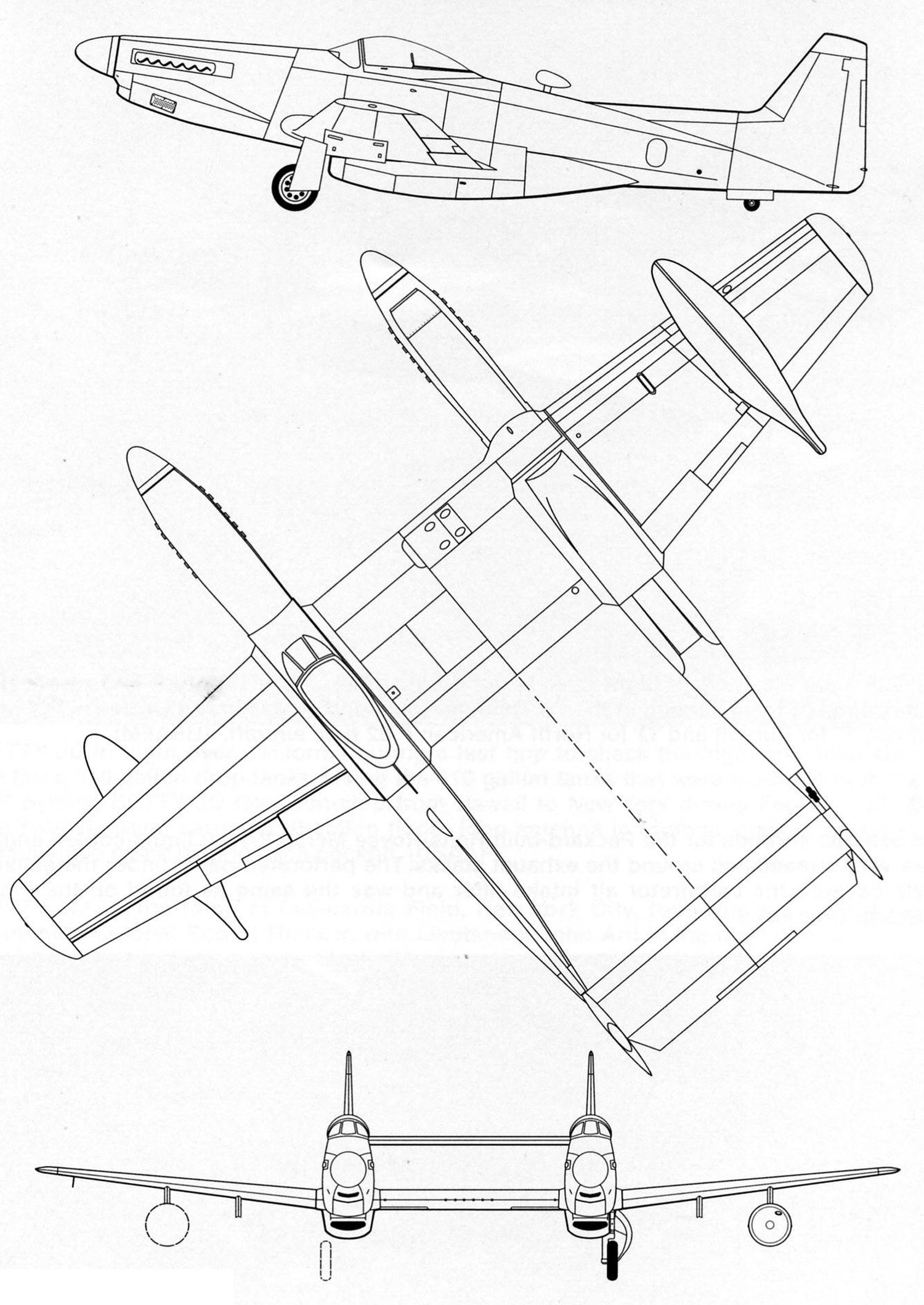 Чертеж North American F-82B