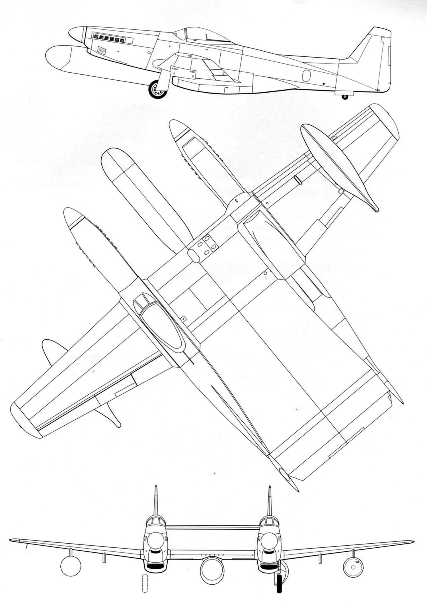 Чертеж North American F-82G