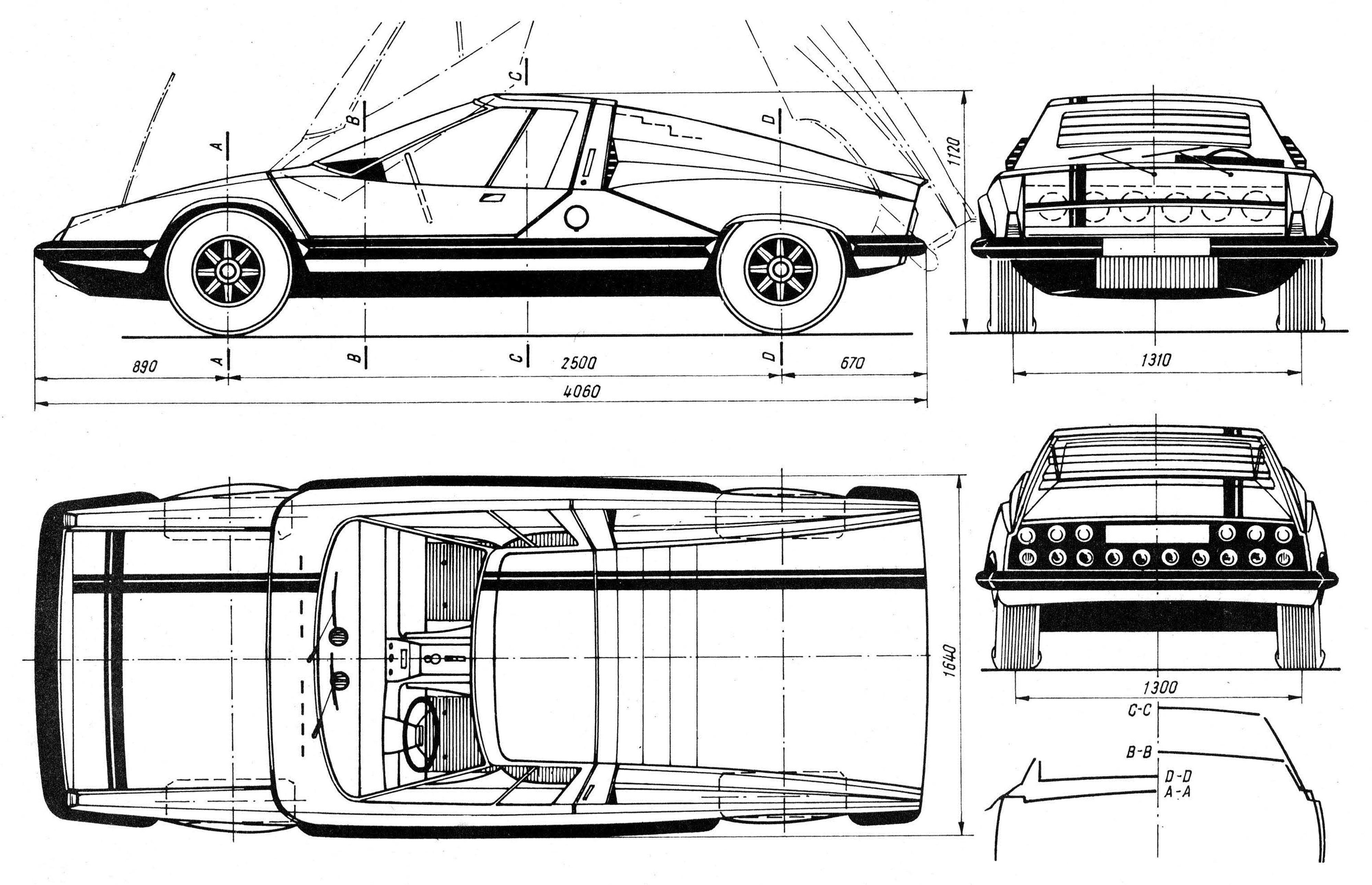 Чертеж Škoda 110 Super Sport (1971 г)