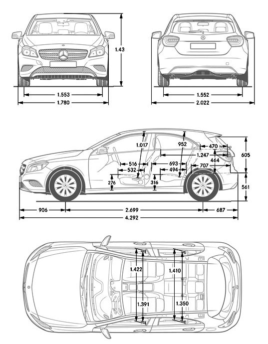 Чертеж Mercedes-Benz w176