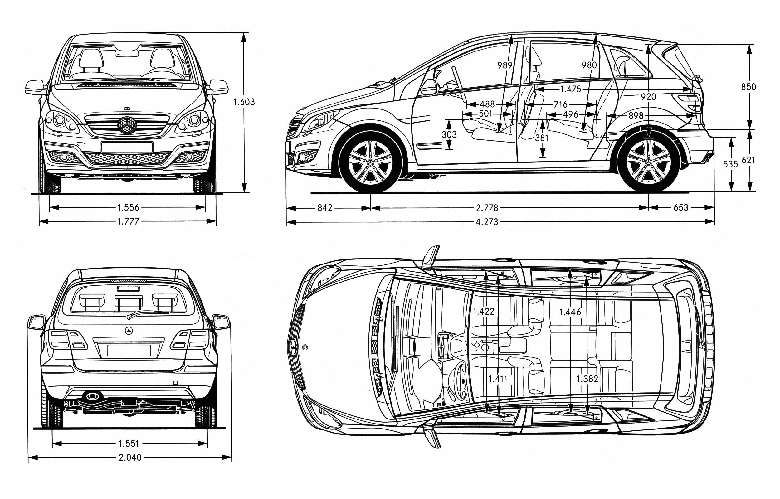 Чертеж Mercedes-Benz w245