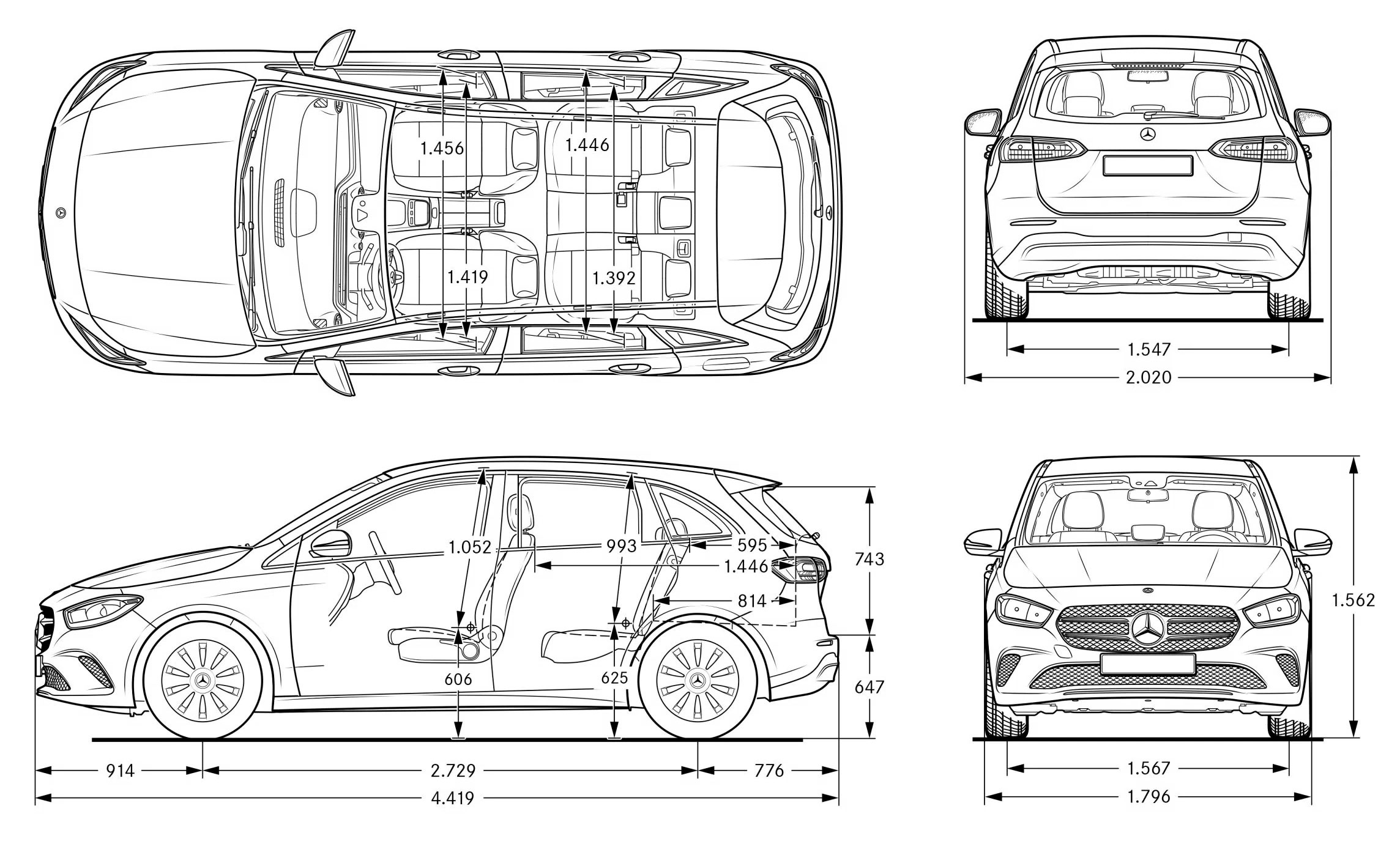 Чертеж Mercedes-Benz w247
