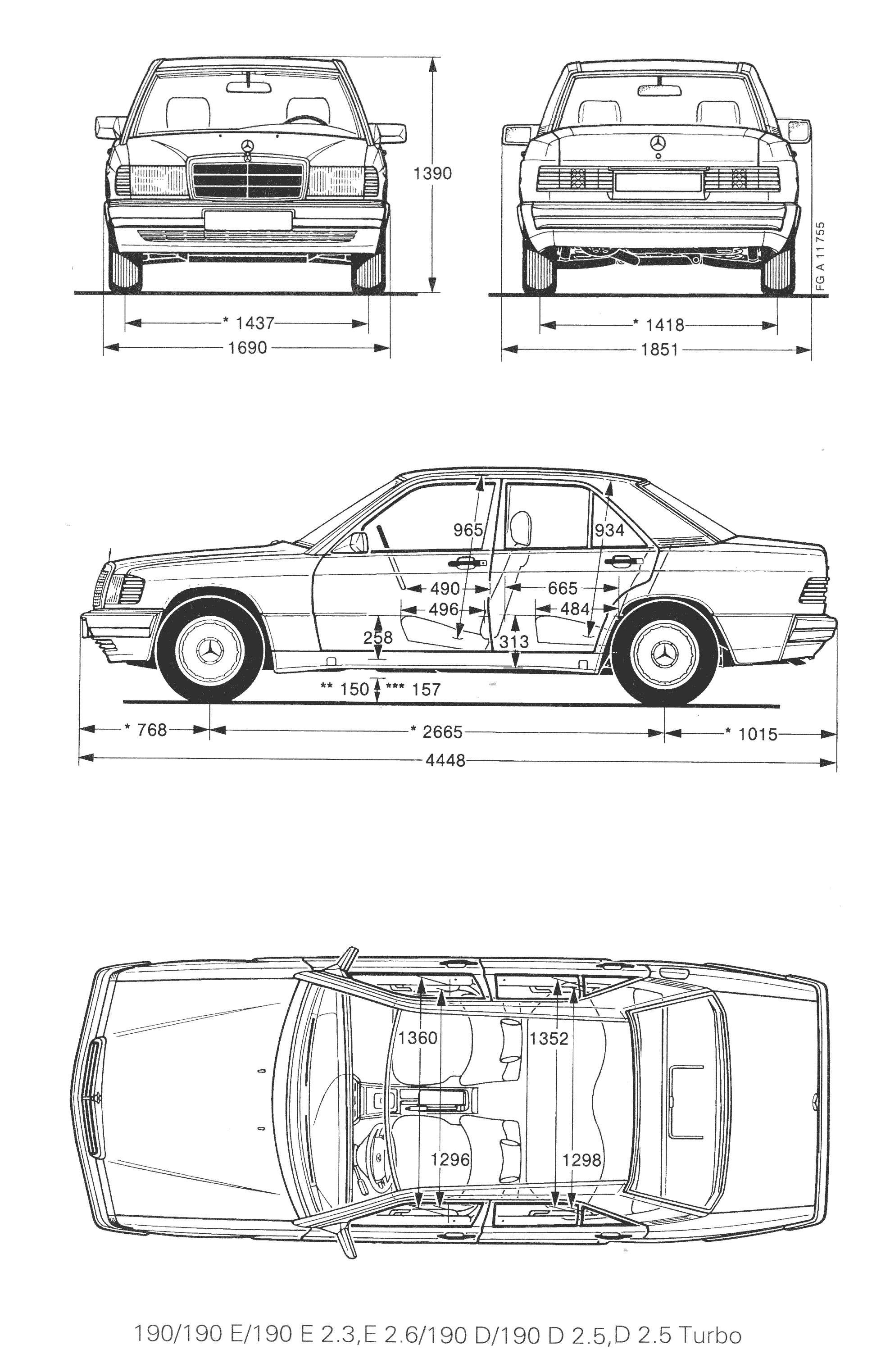 Чертеж Mercedes-Benz w201