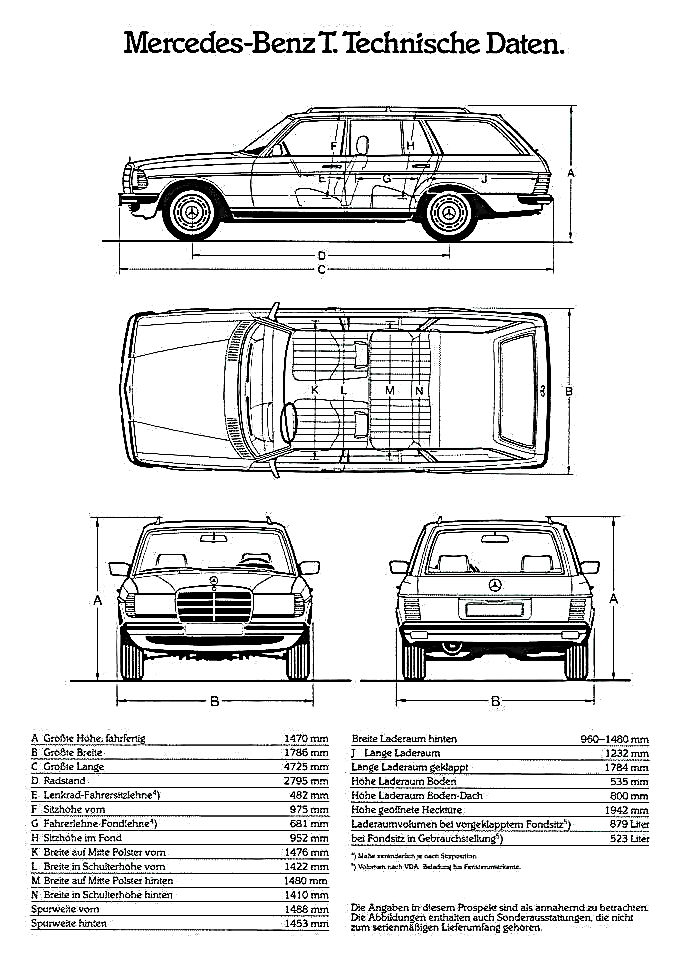 Чертеж Mercedes-Benz s123
