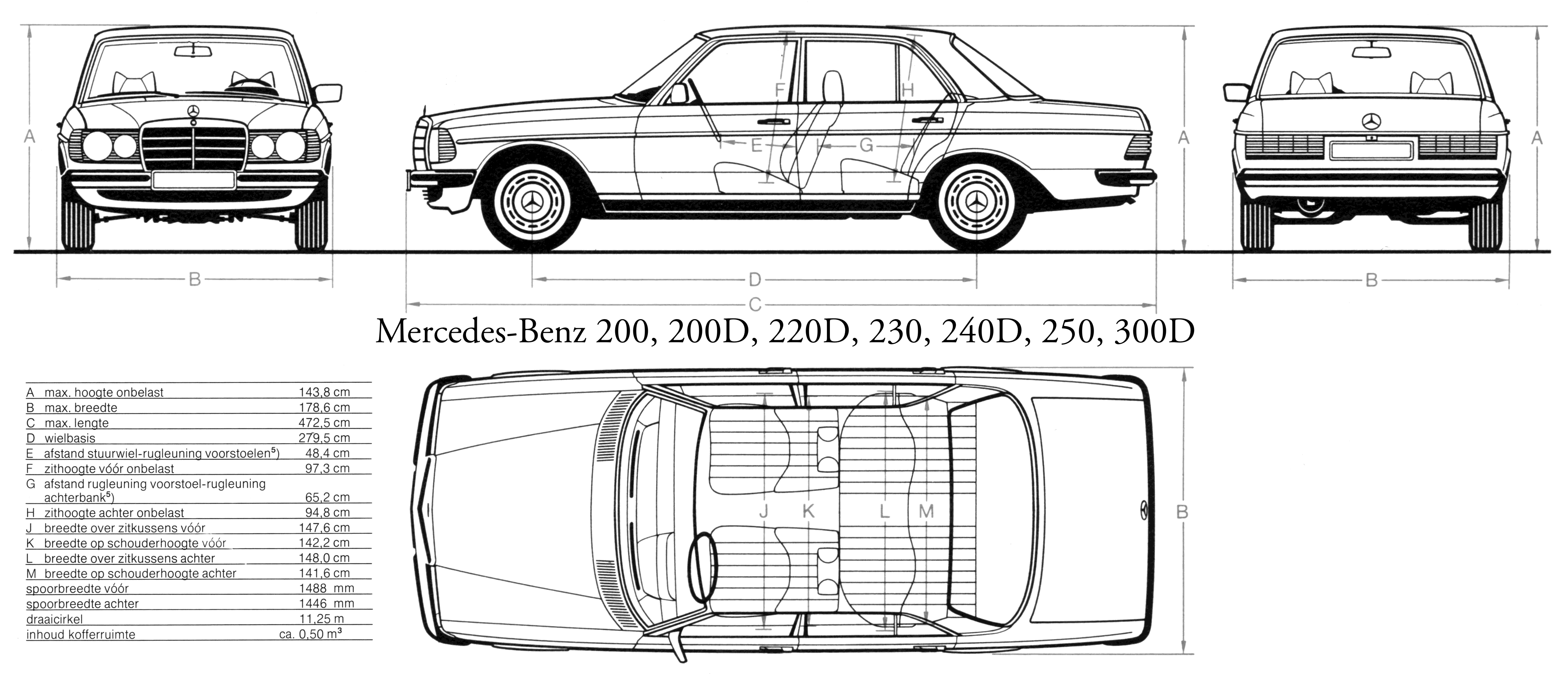Чертеж Mercedes-Benz w123