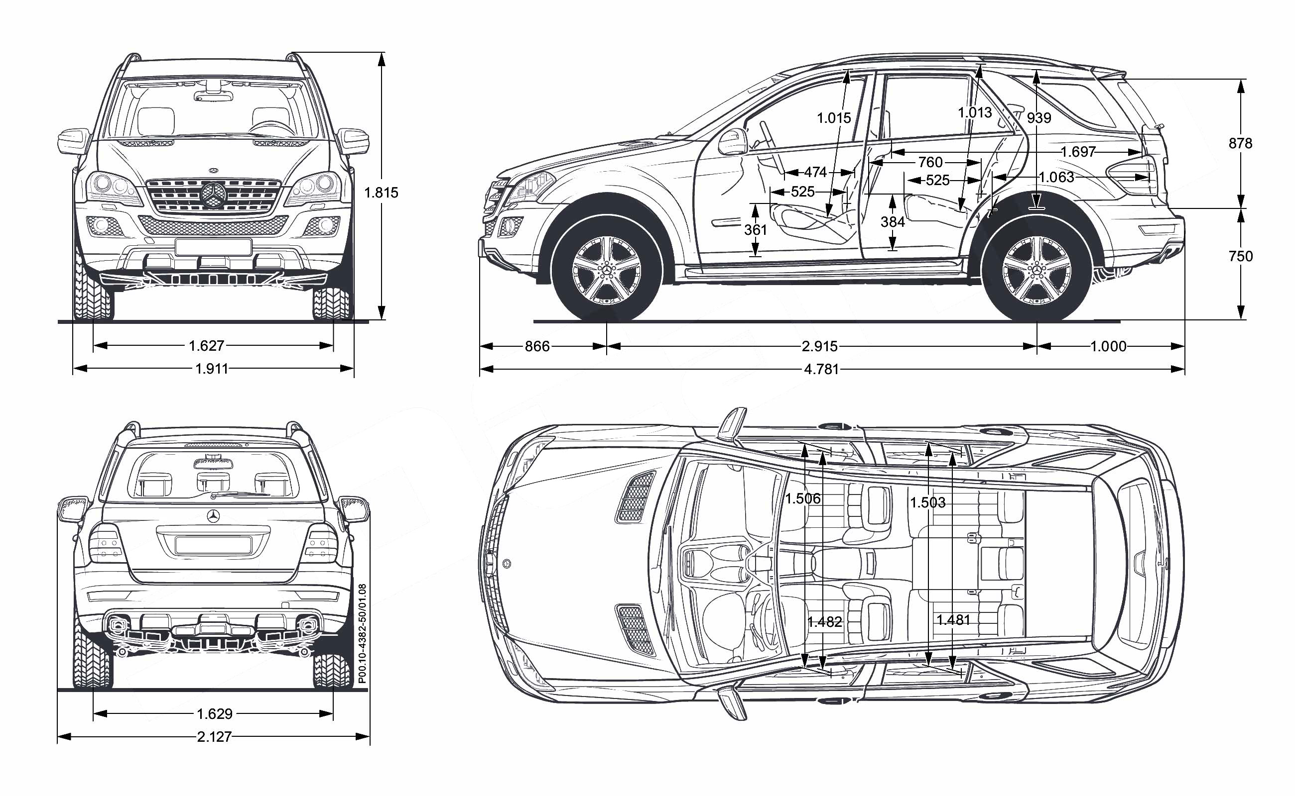 Чертеж Mercedes-Benz w164