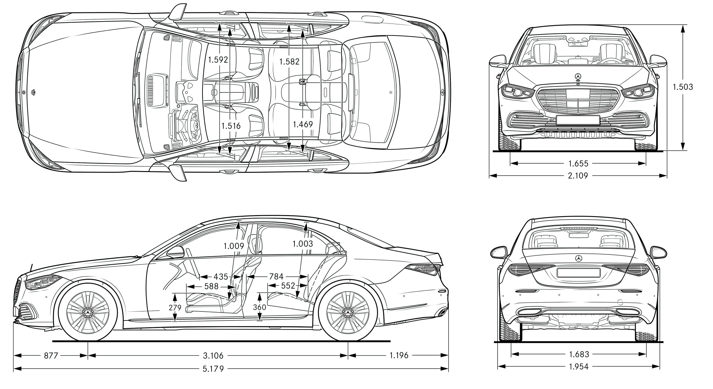 Чертеж Mercedes-Benz w223