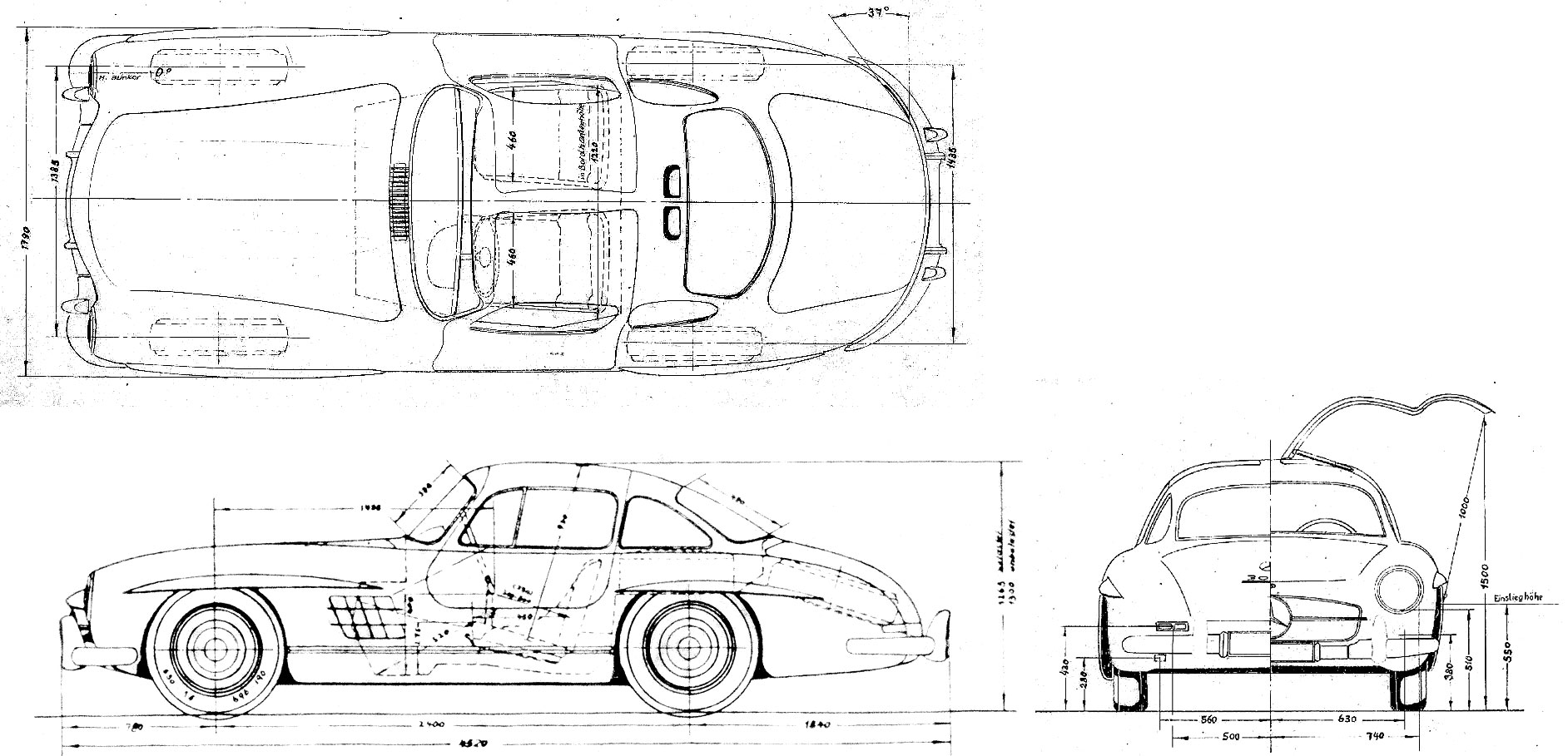 Чертеж Mercedes-Benz 300 SL