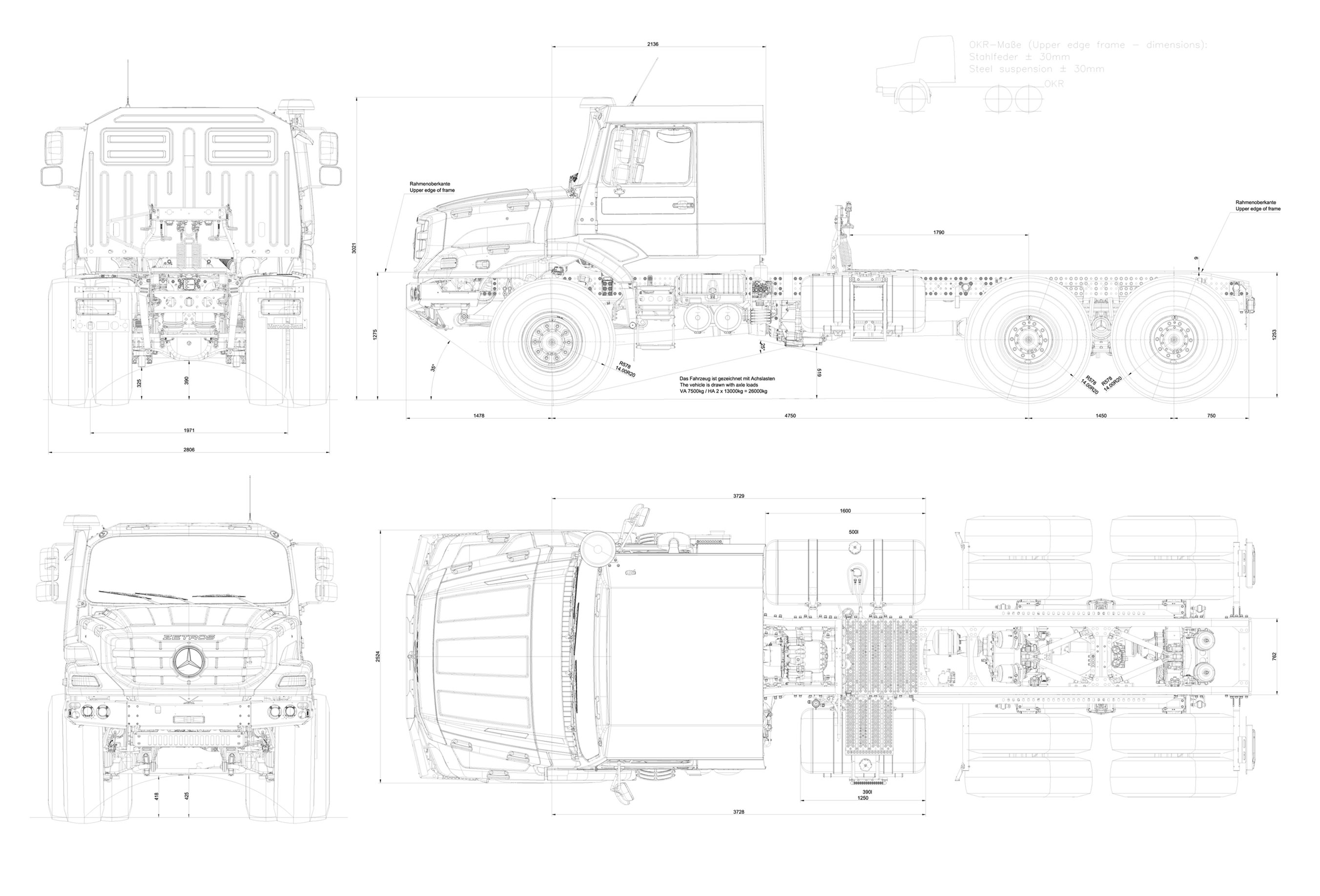 Чертеж Mercedes-Benz Zetros 6x4