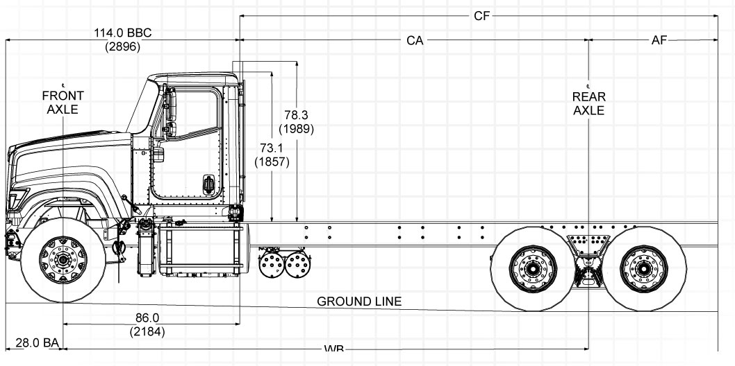 Чертеж грузовика International HX515