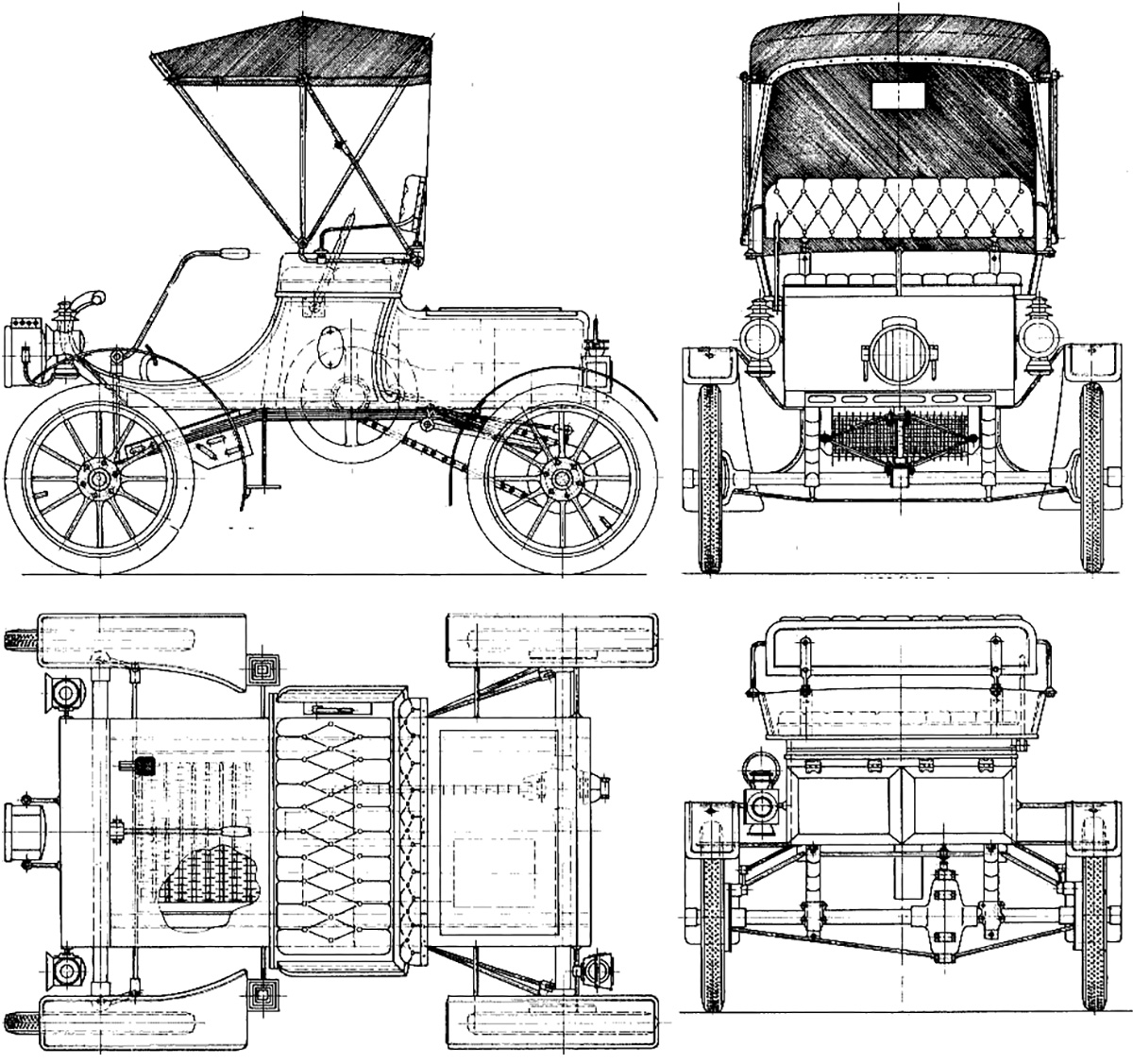 Чертеж Oldsmobile Model Curved Dash