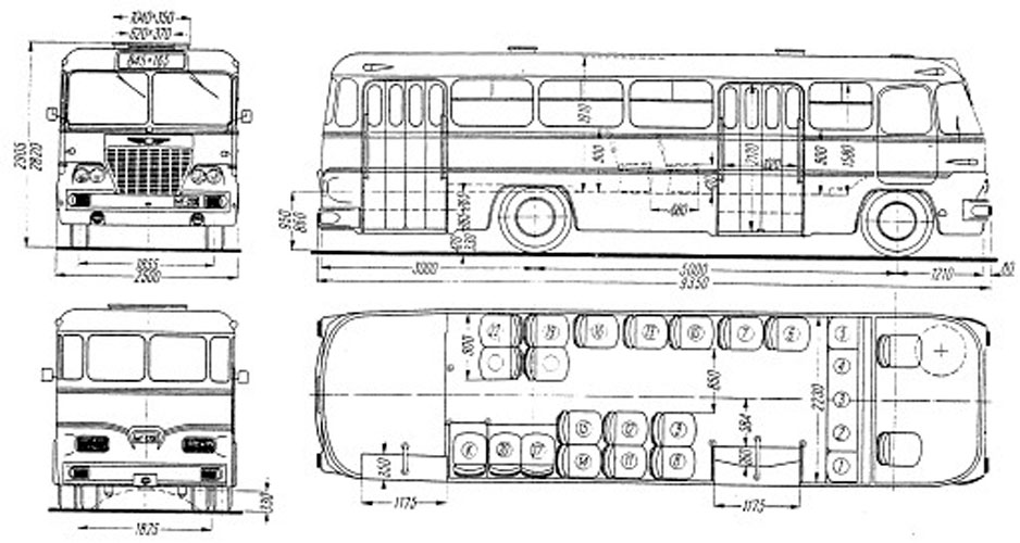 Чертеж автобуса Ikarus-620