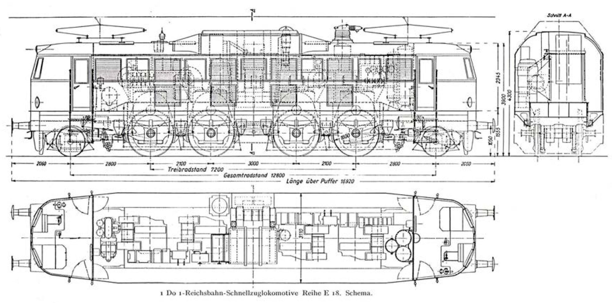 Чертеж электровоза DRG E 18