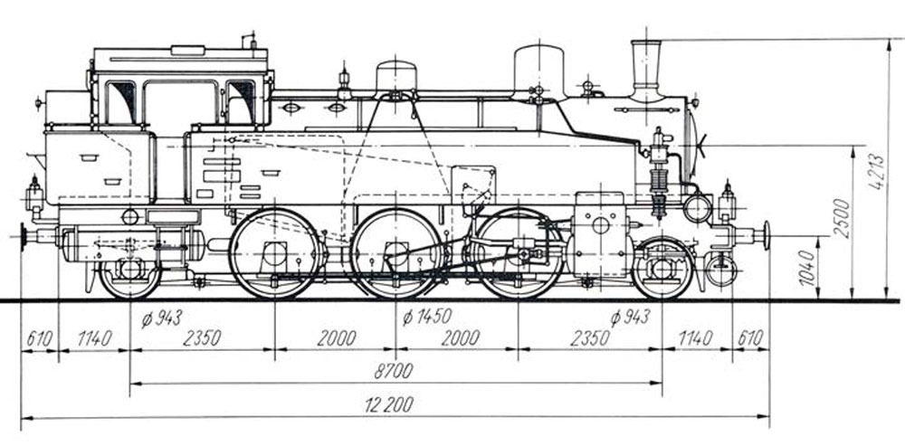 Чертеж паровоза Württembergische T 5