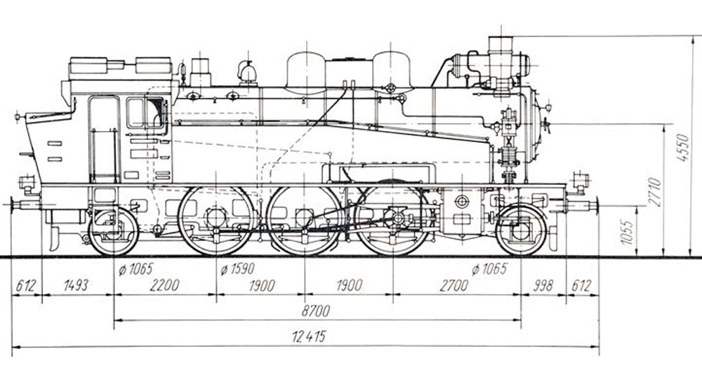 Чертеж паровоза Sächsische XIV HT