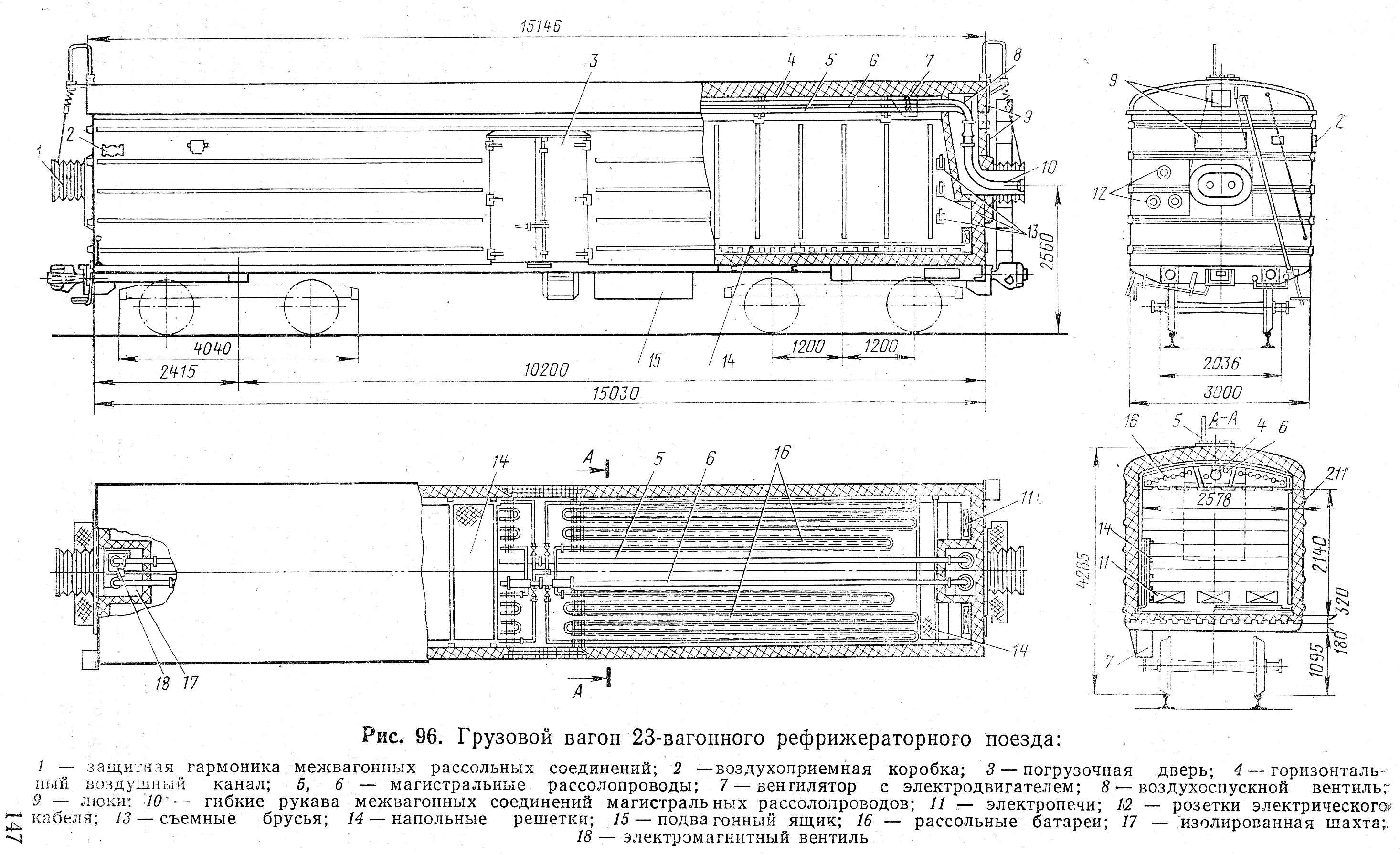 Компоновка грузового вагона рефрижераторного поезд ZA-23