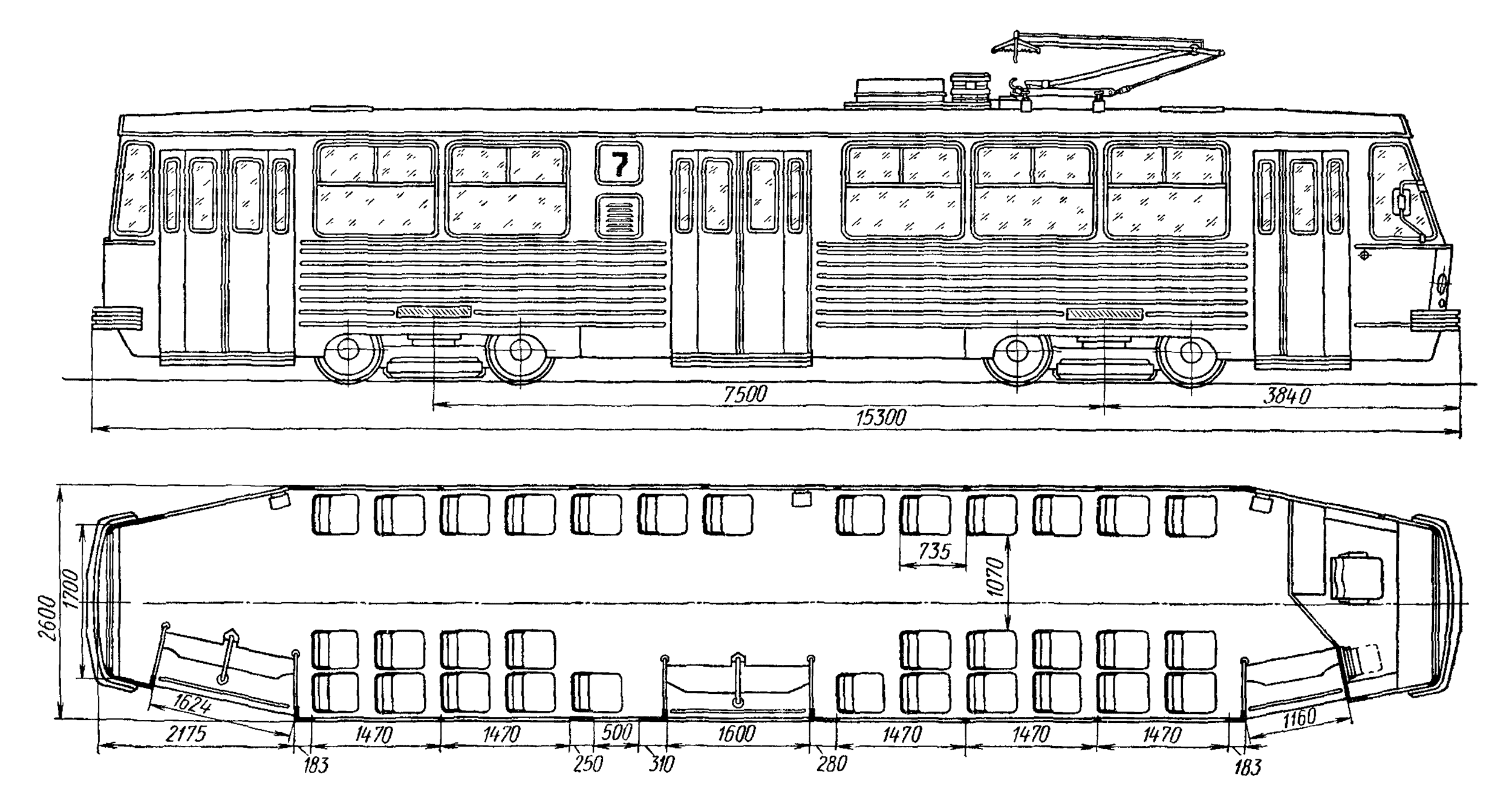 Чертеж трамвая РВЗ-7