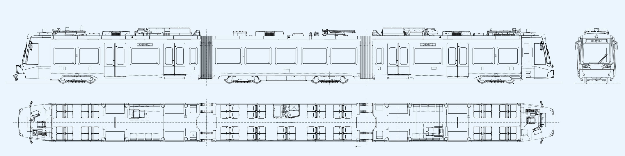 Чертеж трамвая Stadler Citylink Germany
