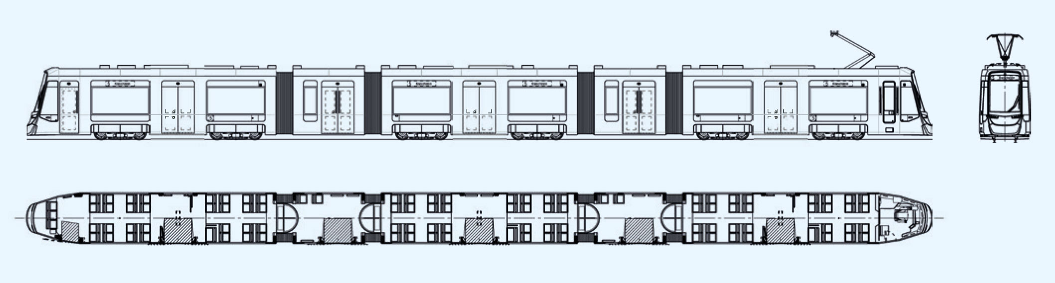Чертеж трамвая Stadler Tina