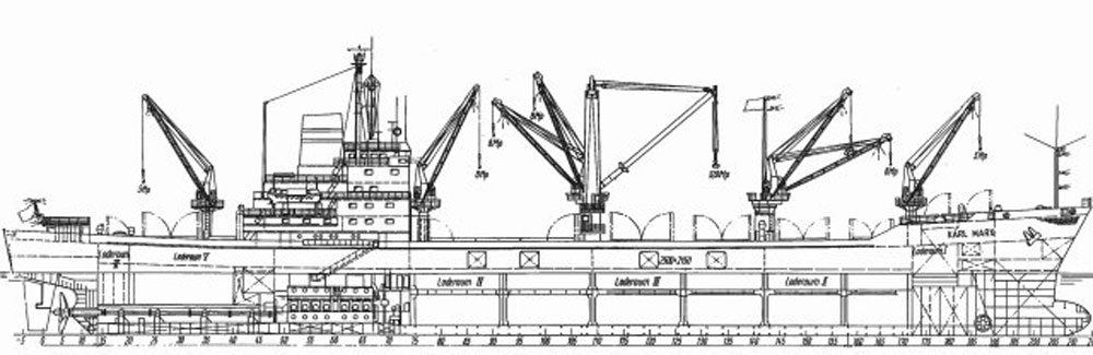 Разрез сухогруза Schnellfrachter (Typ I)