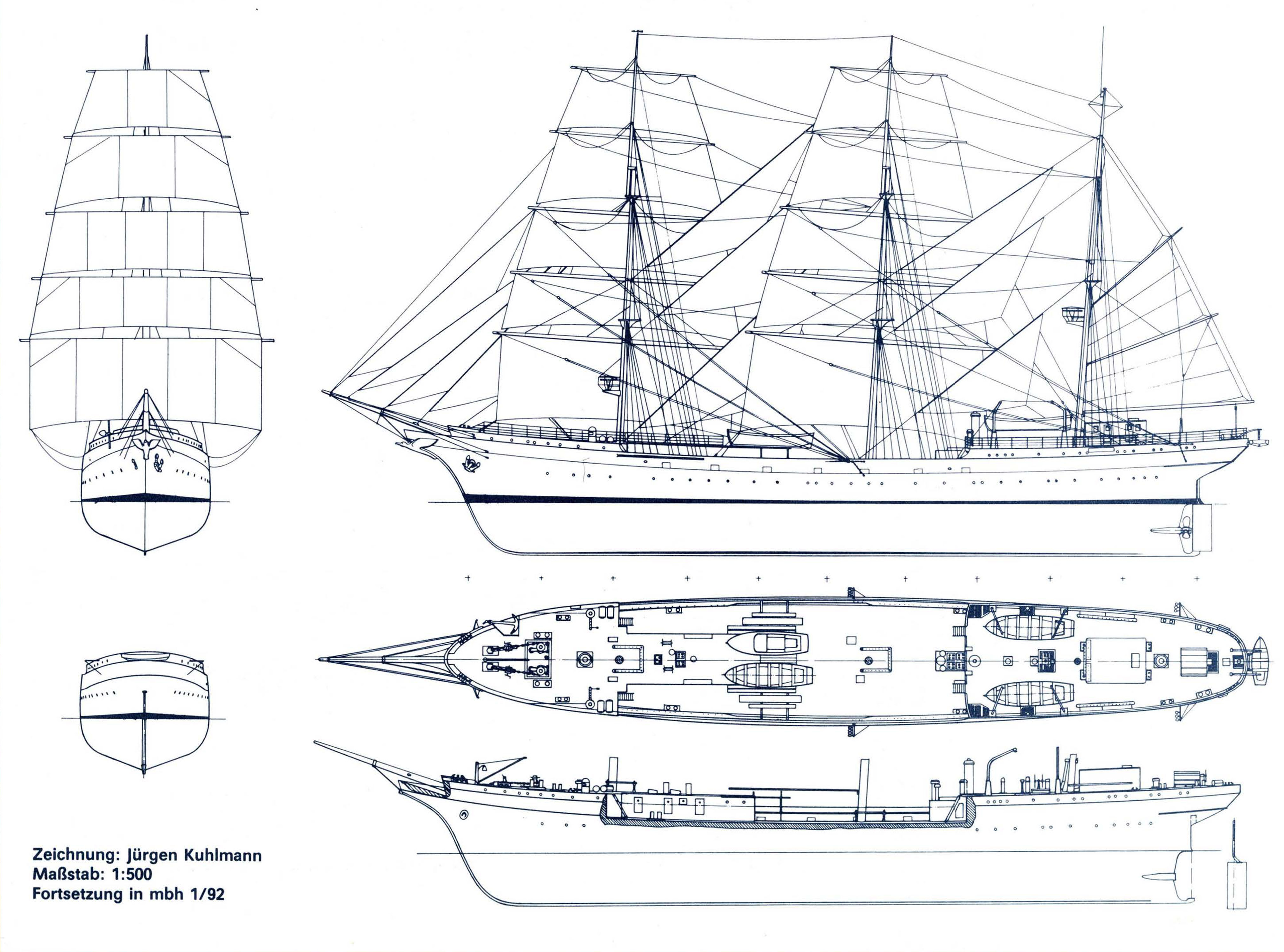 Чертеж Gorch Fock