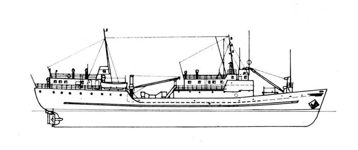 Проекция рыболовного морозильного судна Каспий