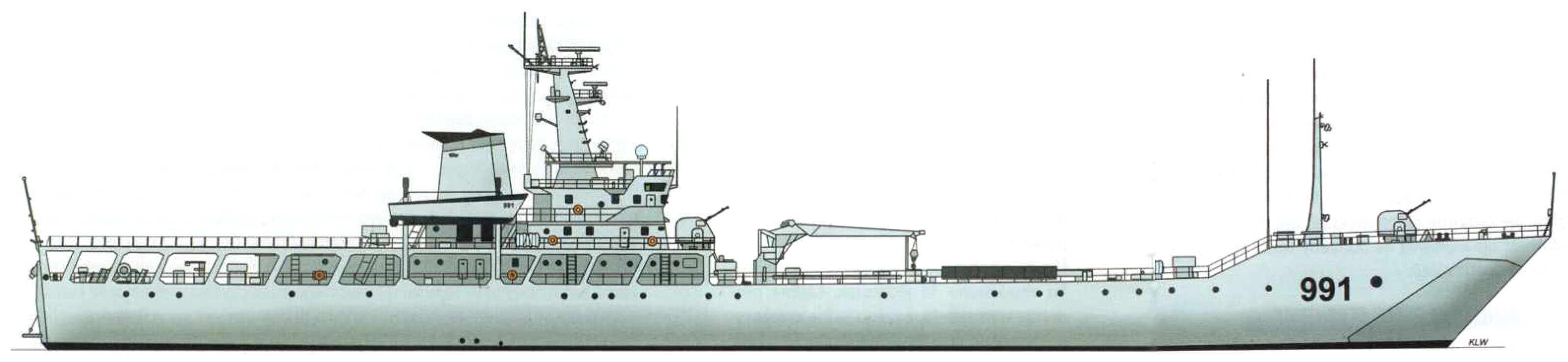 Силуэт большого десантного корабля типа 072A