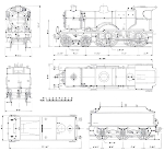 Чертеж паровоза LMS Class 2P 4-4-0